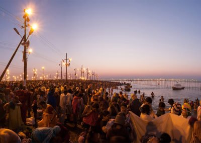 Early in the morning millions of devotees are taking the holy dip on the Ganges during Maha Kumbh Mela