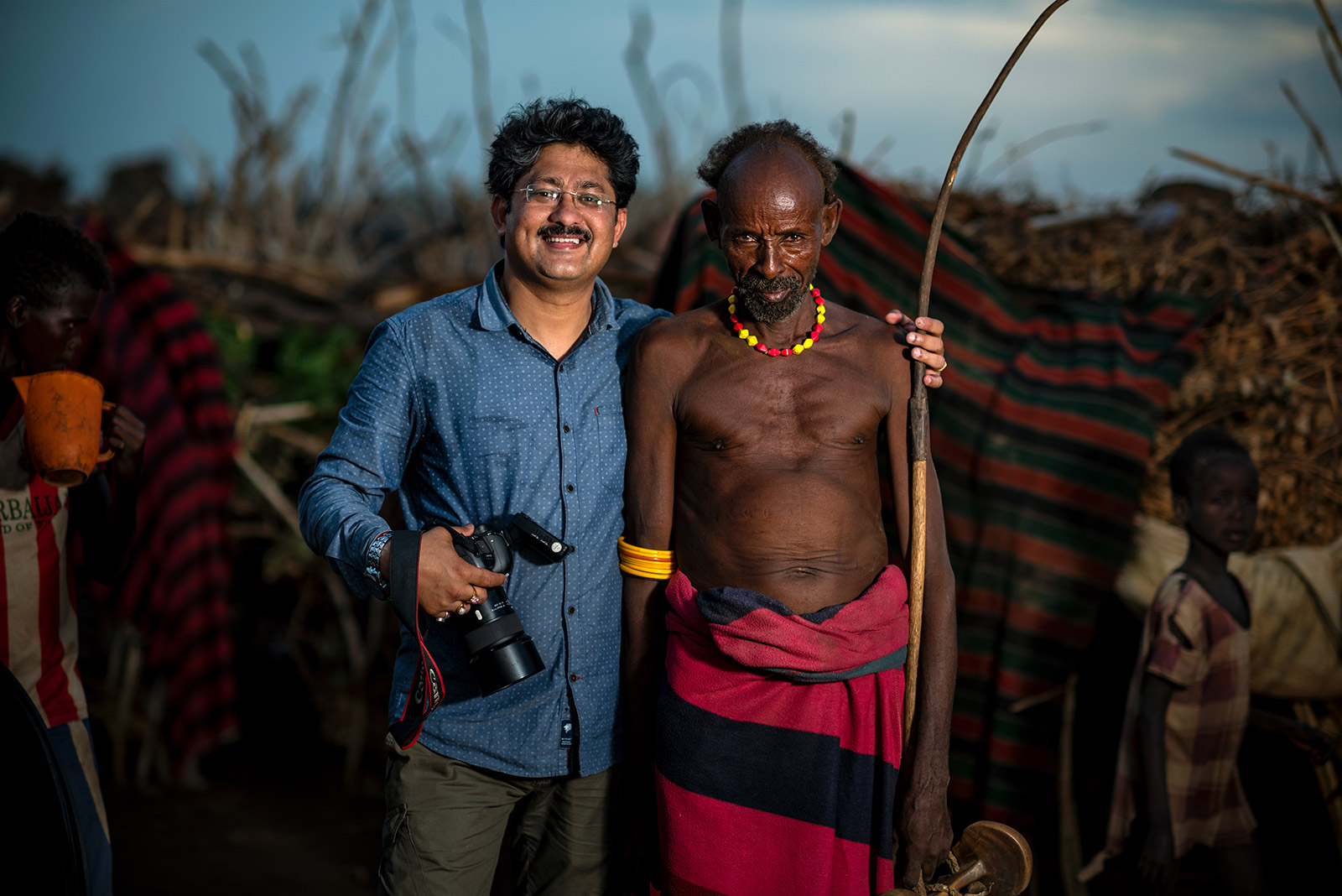 Apratim Saha with Daasanach chief in Ethiopia