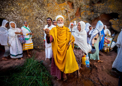 Pilgrims at the Church of Saint George in Lalibela, Ethiopia