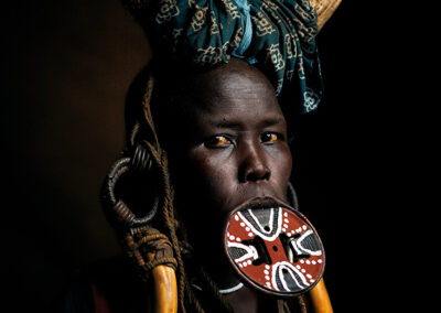 Portrait of a Mursi woman from the Omo Valley, Ethiopia.